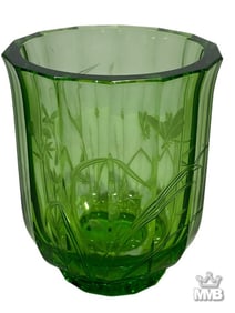 Moser Czech Crystal Paradise Green Art Glass Vase
