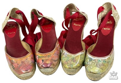 Louboutin Brigitte Trash Espadrille Wedges 2 Pairs