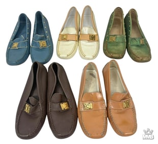 Five Pairs of Louis Vuitton Leather Loafers S-38.5