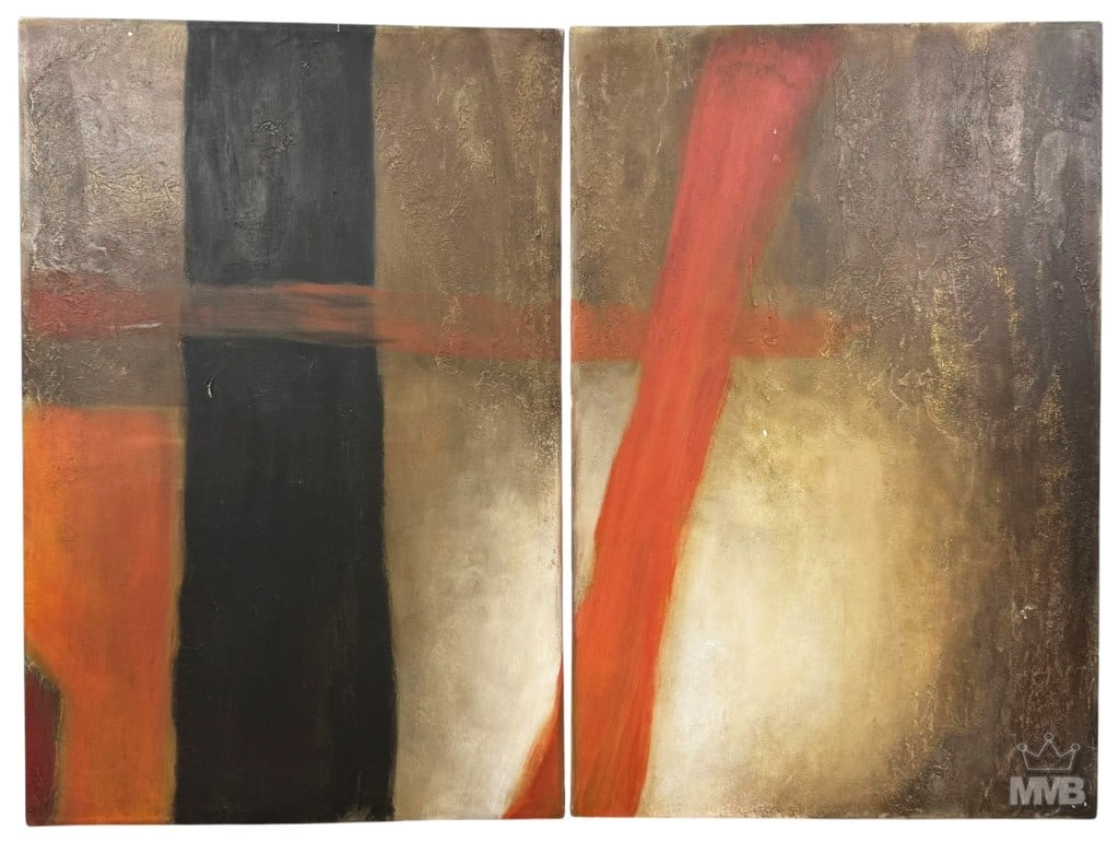 20th C. Diptych Abstract Paintings, Artist Unknown (1 of 16)