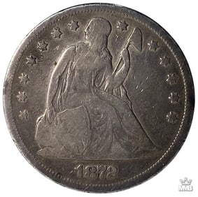 1872 Seated Liberty Silver Dollar Coin