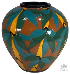 Nancy Toler Colorful Round Ceramic Vase SIGNED