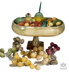 Onyx Compote Bowl w/ Assorted Polished Stone Fruit