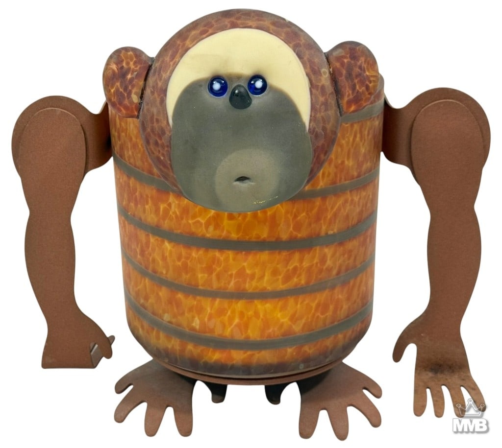 Borowski Blown Glass & Metal Monkey Vase SIGNED (1 of 11)