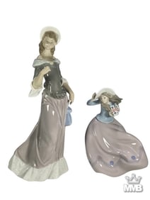 Lladro Spanish Girl Porcelain Figurines 2pc LOT