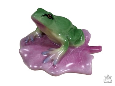 Herend Hungarian Frog on Lily Porcelain Figurine