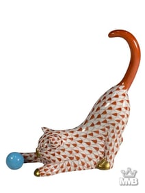 Herend Hungarian Porcelain Fishnet Cat Figurine