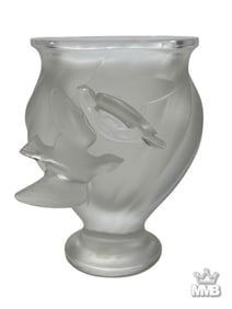 Lalique French Crystal 'Rosine' Art Glass Vase
