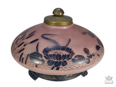 Art Deco Floral Decorated Glass Table Lamp Base
