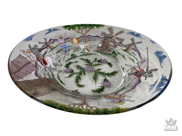 E Riera Don Quixote Hand Painted Art Glass Charger