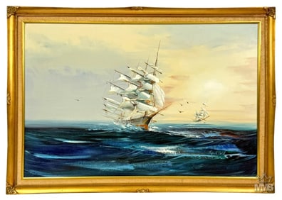 Hewett Jackson Sailing Ships at Sea Oil Painting