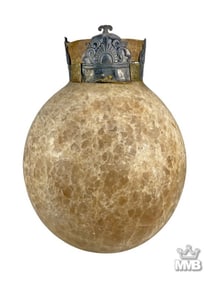 Antique Asian Hand Carved Alabaster & Metal Vase