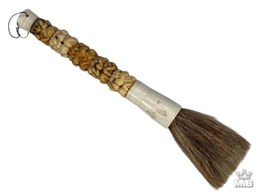 Chinese Carved Bone Calligraphy Monkey Brush