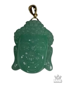 Chinese 14K Gold & Jade Buddha Pendant