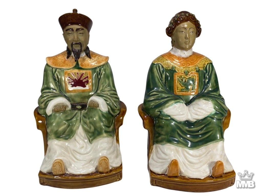 Chinese Emperor & Empress Ceramic Figures 2pc LOT (1 of 8)
