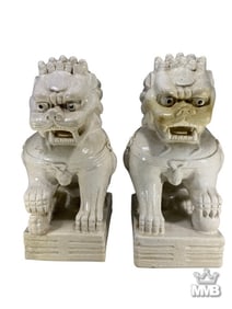 Pair of Chinese Large Foo Dog Ceramic Statues