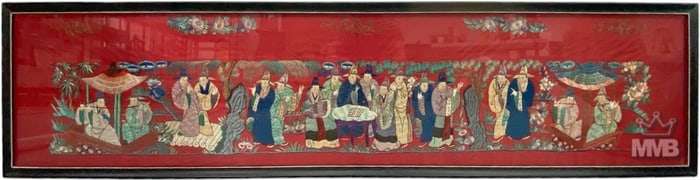 Chinese Large Embroidery Textile on Silk Panel