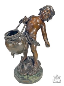Child w/ Vessel Bronze Sculpture after A. Moreau