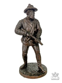 Antique French Spelter Armed Soldier Sculpture