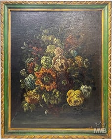 19th C. European Still Life Oil Painting on Canvas