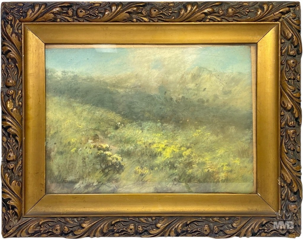 Antique European Pastel Landscape Painting SIGNED (1 of 4)