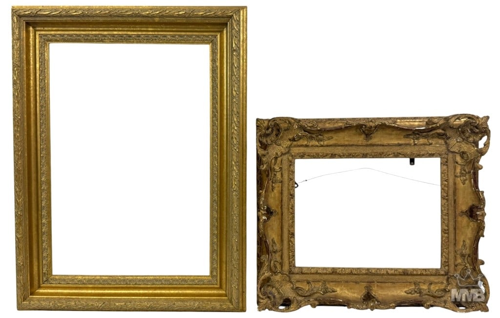 Hand Carved Gilt Wooden Painting Frames 2pc LOT (1 of 11)