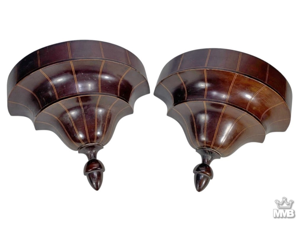 Antique Mahogany Wall Mounted Planters 2pc LOT (1 of 6)