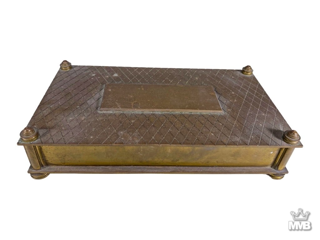 Antique Bronze Lidded Tobacciana Cigar Box (1 of 5)