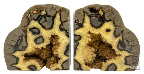 Pair of Septarian Natural Geode Bookend Specimens
