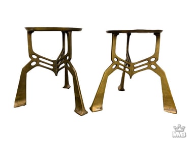 Pair of Art Deco Geometric Bronze Candle Bases