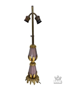 French Amethyst Glass & Gilt Bronze Table Lamp