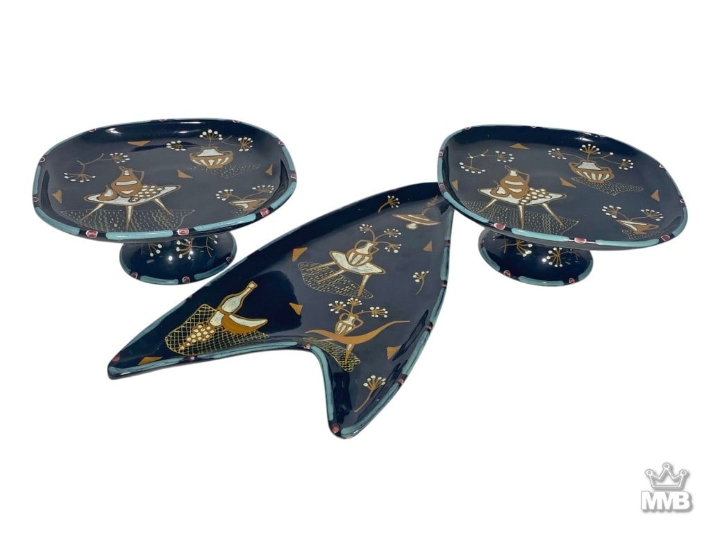 Ardalt Lacca Nera Italian Ceramic 3pc LOT SIGNED (1 of 9)