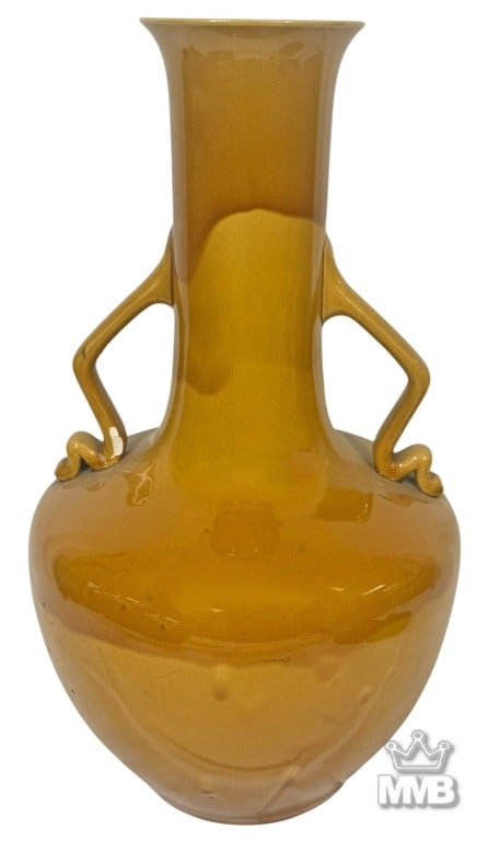 Linthorpe Pottery Handled Ochre Glazed Vase N.2330 (1 of 18)