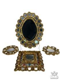 Vintage Baroque Style Gilt Brass Mirrors 4pc LOT