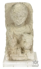 Temple Sandstone Relief Sculpture on Lucite Base