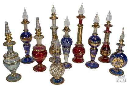 Egyptian Hand Blown Perfume Bottles 10pc LOT