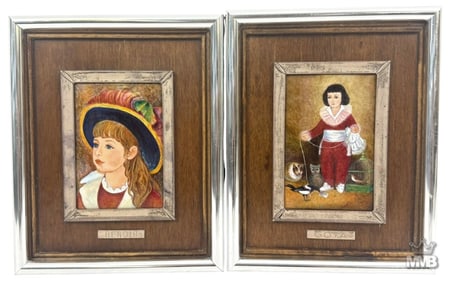 Enamel on Copper Plaques after Goya & Renoir 2pcs