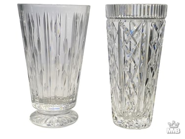 Waterford Clear Irish Cut Crystal Vases 2pc LOT