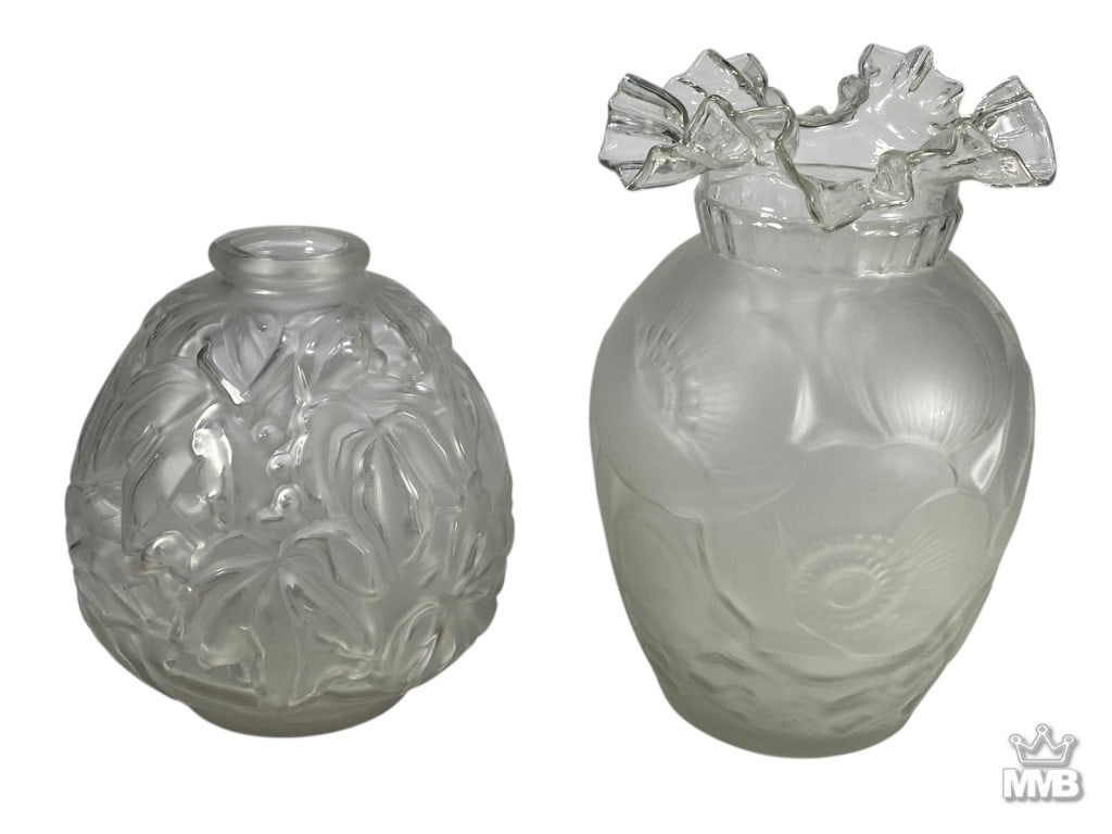 Vintage French Art Glass Flower Vases 2pc LOT (1 of 7)