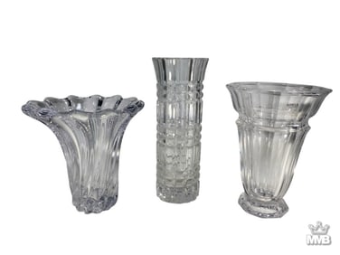 Cofrac France & Towle USA Crystal Vases 3pc LOT