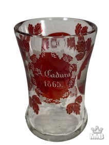 German Bohemian Red Cut Glass Engraved Beaker