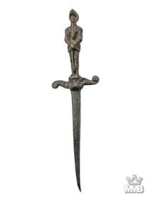 Antique Knight in Armor Bronze Handled Dagger