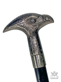 Silverplated Bird Handle Walking Cane w/ Sword