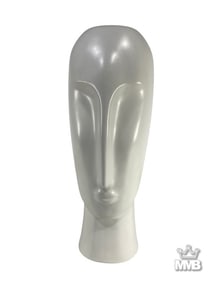 Elongated White Ceramic Head Sculpture Modernist
