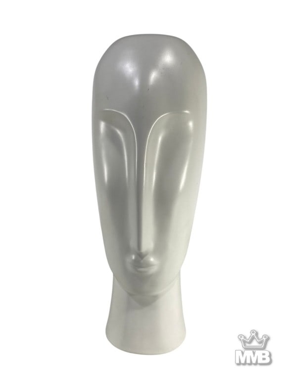 Elongated White Ceramic Head Sculpture Modernist (1 of 5)