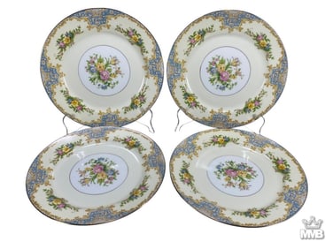 Noritake Bantry Blue Edge Floral Dishes 4pc SET