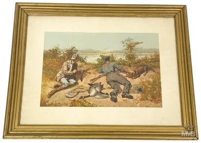 'Goose Hunting' Chromolithograph after Remington
