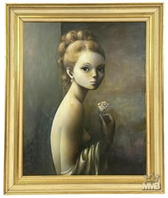 Keane Eyes Style Oil Painting by GV Thungen SIGNED