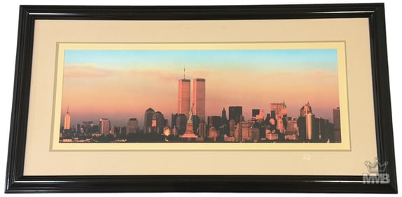 NYC World Trade Center Skyline Sunset Framed Print