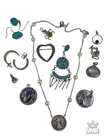 Assorted Sterling & Turquoise Jewelry 14pc LOT